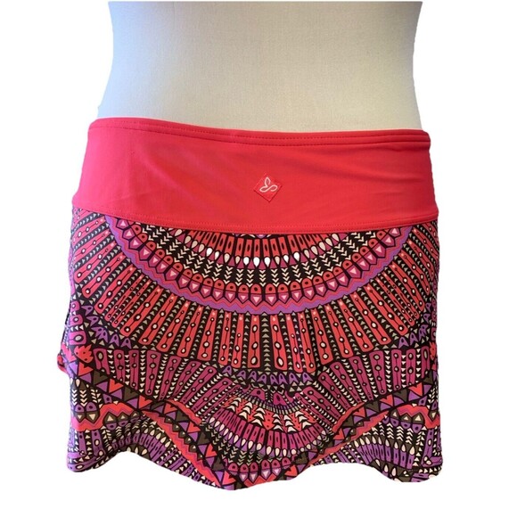 prAna Sz Small High Rise Swim Skirt Swimsuit Pink Purple Spring Break Gym EUC - Picture 1 of 11